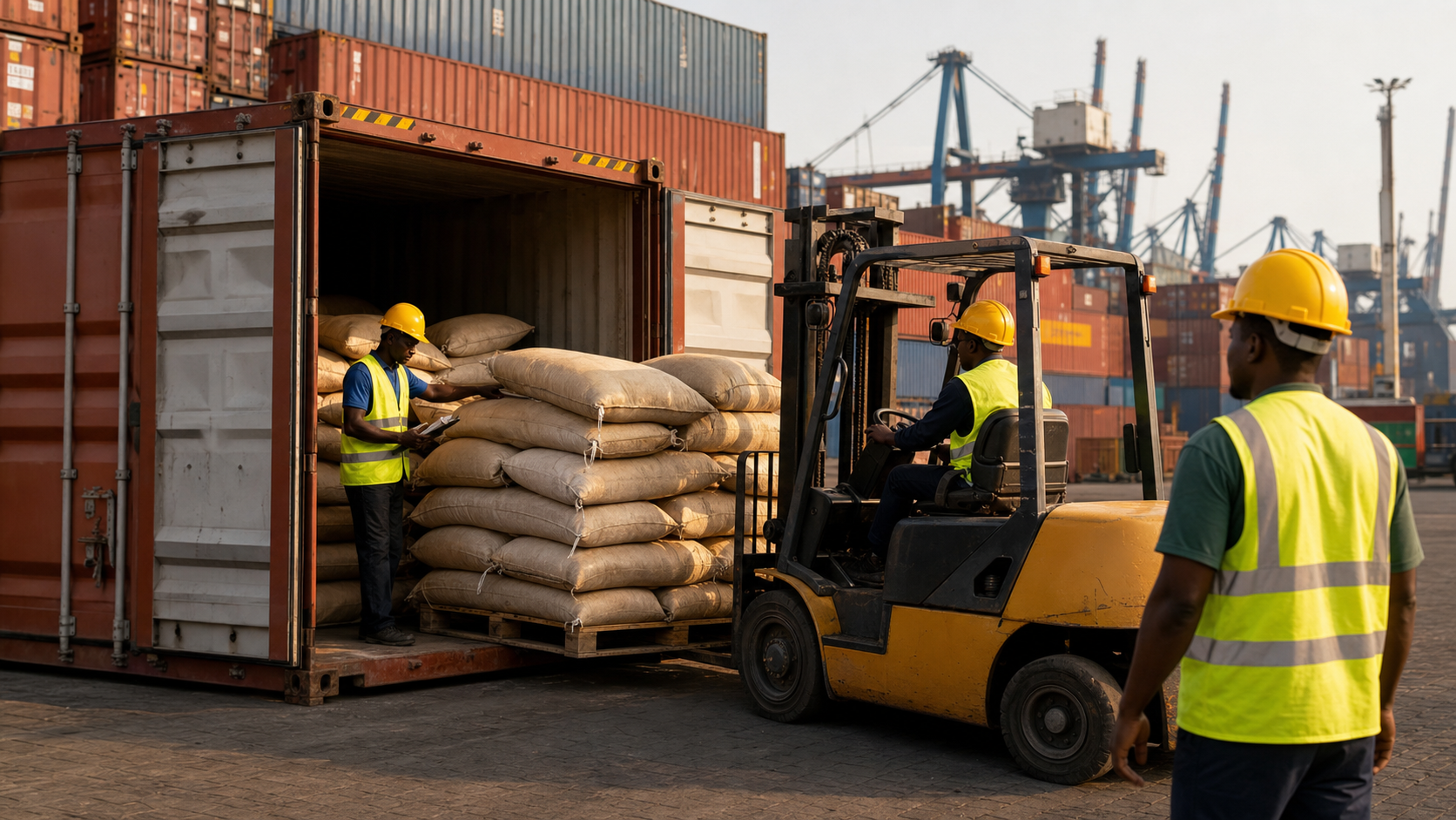 20ft container being loaded at port